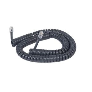 ICC GCHA444012-FMG Coiled Telephone Handset Cord with RJ22 4P4C Plugs 12 Feet, Metal Gray