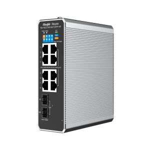 Reyee RG-NIS2100-8GT2SFP-HP 10-Port Cloud Managed Industrial Switch, with 1 x PoE++ Port, 7 x PoE+ Ports, and 2 x SFP Uplink Ports