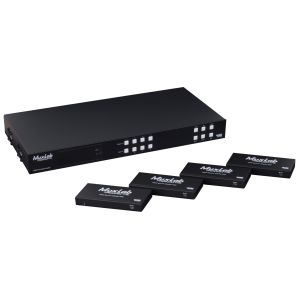 MuxLab 500412-V2 HDMI 4X4 Matrix Switch Kit, HDBT, PoC, 4K/60
