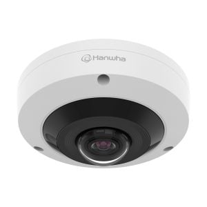 Hanwha Vision HCF-8011RV-KUS 5 Megapixel Analog Outdoor IR Fisheye Camera with 1.16mm Lens, White, TAA Compliant