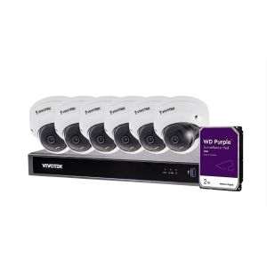 Vivotek B6D80N82T 8 Channel NVR, 2TB HDD with 6x 5 Megapixel Dome Cameras Kit