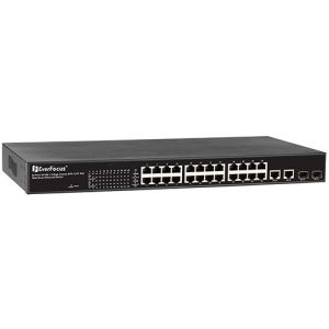 EverFocus EPOE24E 24-Port PoE + 2 Gigabit Copper/SFP Combo Web Smart PoE Switch