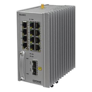 Comnet RLGE2FE16R/S/48/28P/S22/CNA RLGE2FE16R with 2 × 100/1000 FX SFP, 8 × 10/100 TX PoE+, 4 × RS-232, 4G LTE Cellular Modem (NA Bands)