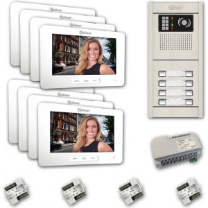 Alpha VKGB2-7-8AS 8 Unit Touchscreen Video Entry Intercom Kit