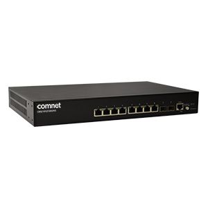 Comnet CWGE10FX2TX8MSPoE Commercial Grade 10 Port Gigabit Managed Ethernet Switch with 30 W PoE+