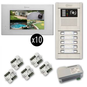 Alpha VKGB2-P7-10AF 10-Unit Touchscreen Video Entry Intercom Kit
