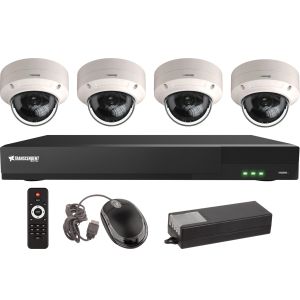 Vitek VT-TH5KT816TD 8 Channel 4-IN-1 (TVI/AHD/CVI/CVBS) DVR, 16TB with 4 X 5 Megapixel Vandal Dome Cameras, 3.6mm