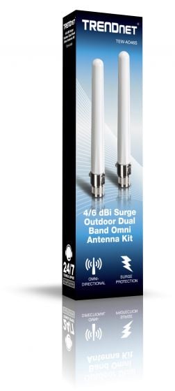 TRENDnet TEW-AO46S 4/6 dBi Surge Outdoor Dual Band Omni Antenna Kit TEW-AO46S by TRENDnet