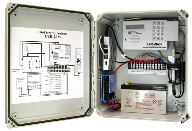 United Security Products CVD-2025P Cellular Dialer Back up in NEMA cabinet w/ AVD-2010 Dialer, incl. Motorola Cell phone CVD-2025P by United Security Products