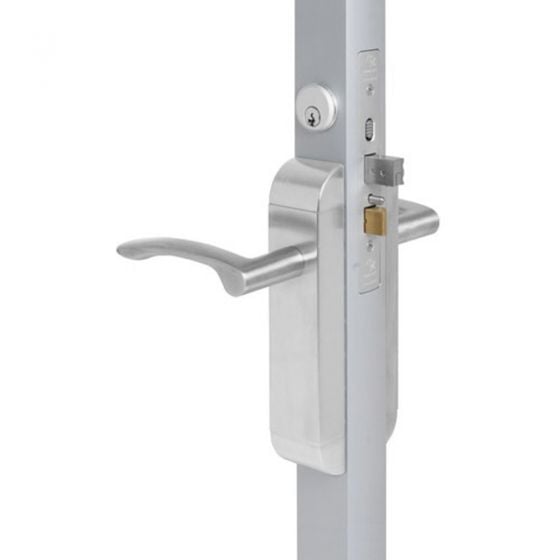 Adams Rite 2190-431-1MW-32D Dual Force Lock with Flat / Center Hung 4" Strike, Trim Set and 1-1/2" Backset in Satin Stainless 2190-431-1MW-32D by Adams Rite