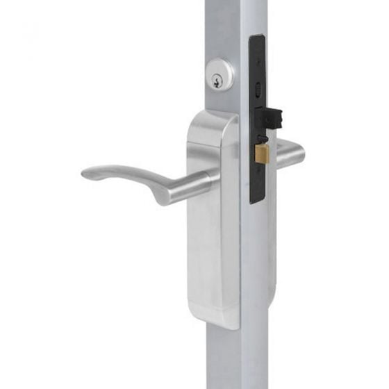 Adams Rite 2290-313-102-32D Dual Force Lock with Standard Flat Strike, Exterior Trim Set and 1-1/8" Backset for Wood or Hollow Metal Doors in Satin Stainless 2290-313-102-32D by Adams Rite