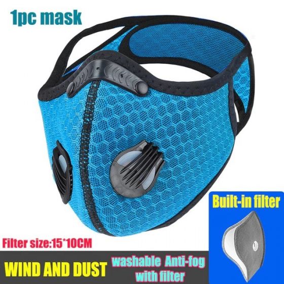 5-Layer Activated Carbon Nylon Cycling Face Mask, Blue 4000967717473-B by Active Vision