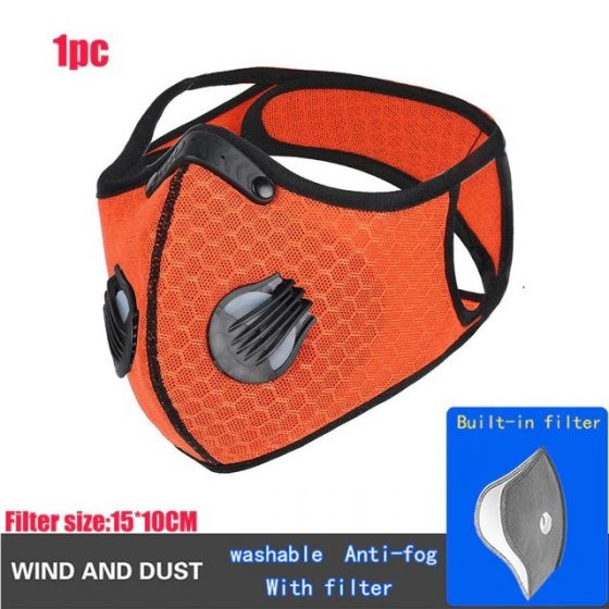 5-Layer Activated Carbon Nylon Cycling Face Mask, Orange 4000967717473-O by Active Vision