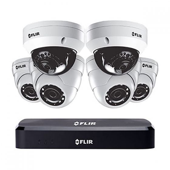 Flir N8A32K44 8 Channel 4K NVR with 8 PoE, 3TB 2 X 4K Vandal, 4 x 4MP Eyeball Dome Cameras, 2.8mm Lens N8A32K44 by Flir