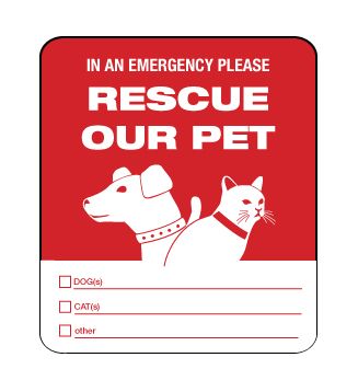 Maxwell DY-150 Pet Rescue Decal - 3.5 x 4 - Outside Mount, Red & White (100 pk) DY-150 by Maxwell