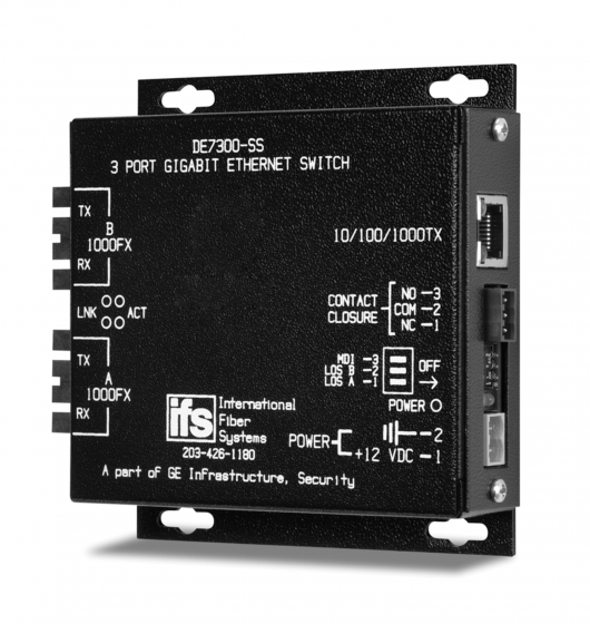 GE Security DE7300-M3 Three Port Ethernet Gigabit Transceiver, MM, 6 Fibers DE7300-M3 by GE Security