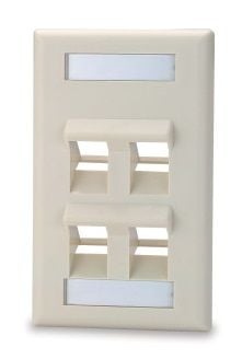 West Penn SKFLA-4-WH 4-Port Single-Gang Angled Keystone Faceplate with Labeling, White, 10 Pack SKFLA-4-WH by West Penn