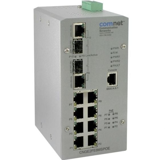 Comnet CNGE2FE8MSPOE 8 Port Hardened Managed Ethernet Switch CNGE2FE8MSPOE by Comnet